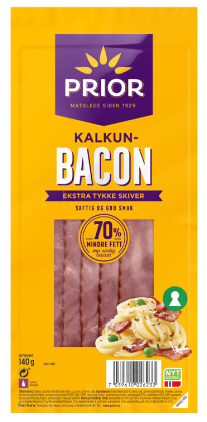 Prior Kalkunbacon Skivet 140g