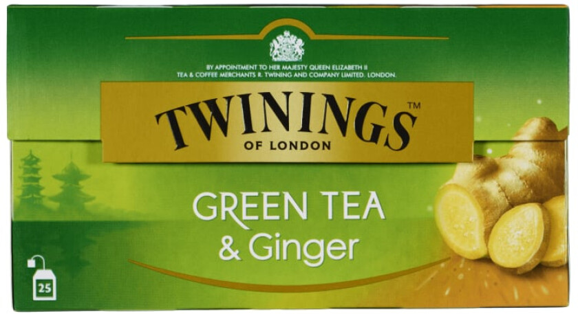 Twinings Grønn Te Ingefær 25 poser