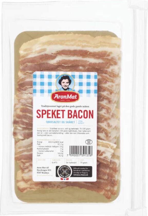 Bacon Speket Langtidsmodnet skivet 75g Aron