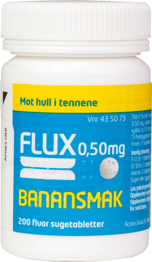 Fluortabletter 0,50mg banansmak, 200 stk.