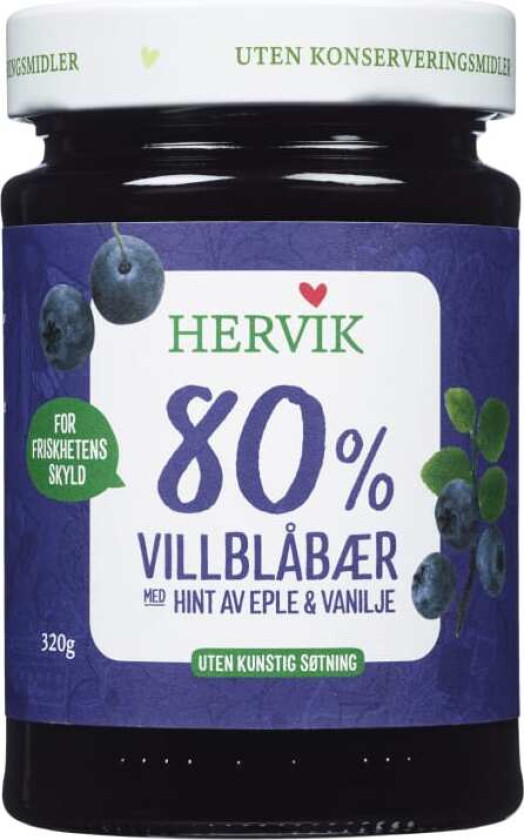 Bilde av Hervik Naturlig Lett Blåbærsyltetøy 320g