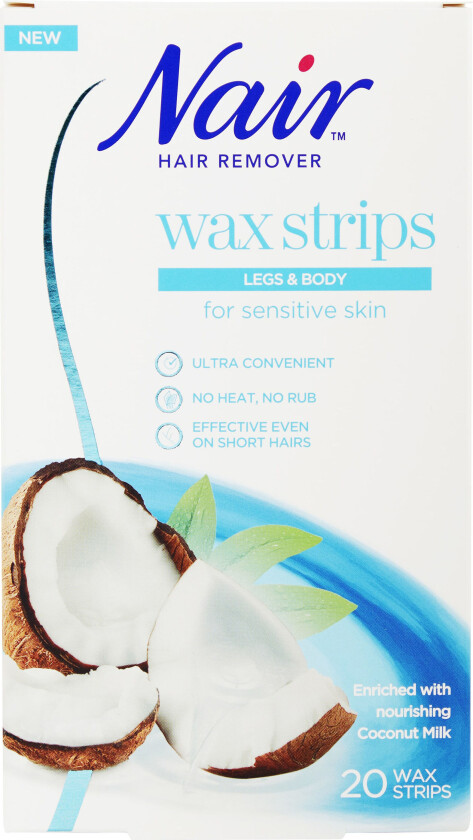 Coconut Wax Strips Legs & Body, 20 strips