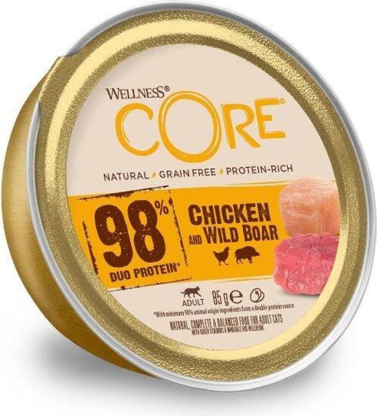 98% Kylling og villsvin Våtfôr til katt 85 g