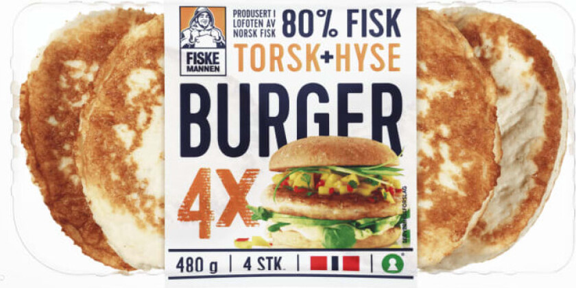 Bilde av Fiskeburger 80% Torsk&Hyse 480g