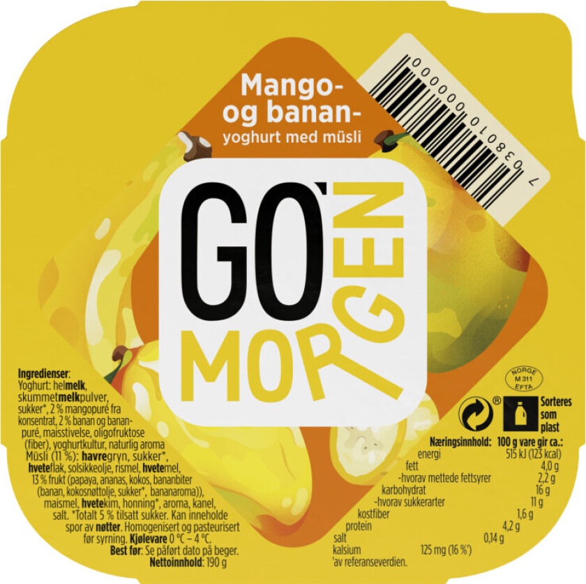Bilde av Tine Go' Morgen Mango/Banan 190g