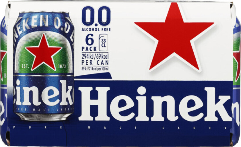 Heineken 0,0% 0,33lx6 boks