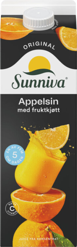 Appelsinjuice m/Fruktkjøtt 1l Sunniva