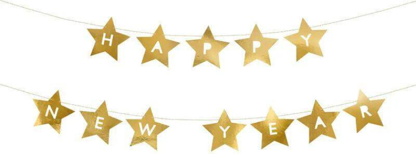 Banner Gullstjerner -Happy New Year- 4m