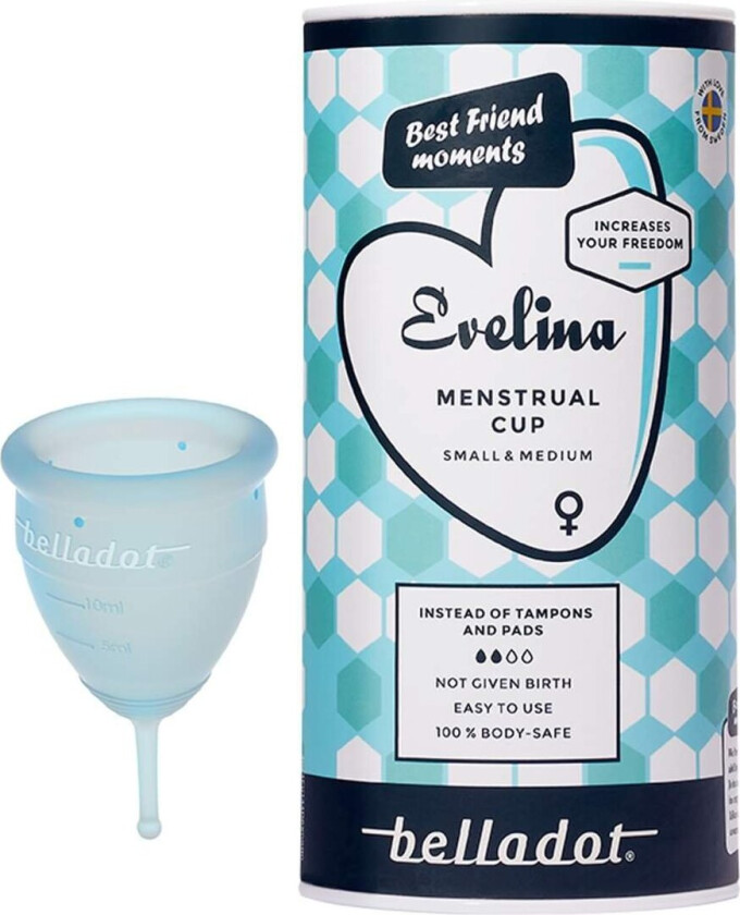 Evelina Menstrual Cup, Str. 1 S–M, blå, 1 stk.