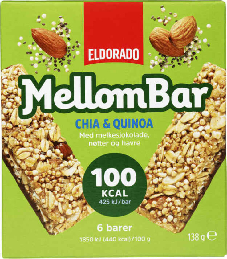 Mellombar Chia,Quinoa&Nøtter 138g