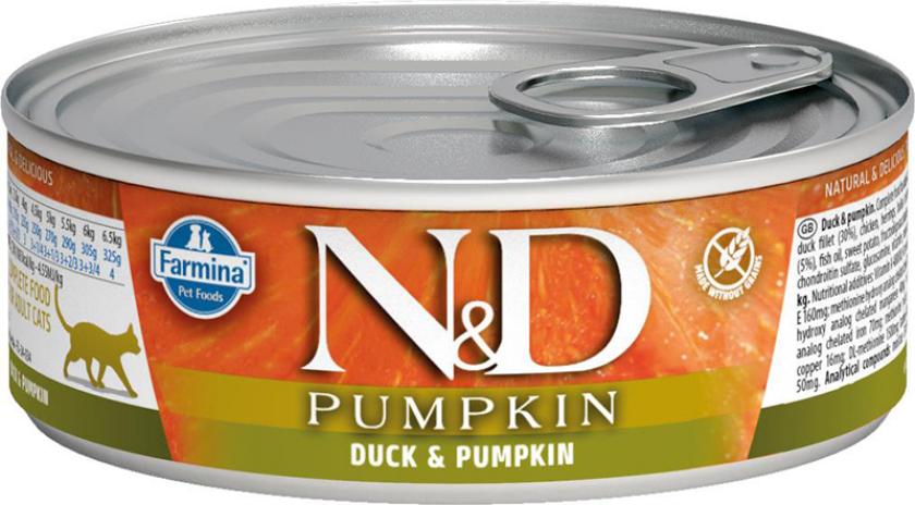 N&D Pumpkin Duck & Pumpkin Våtfôr til katt 12 x 80 g