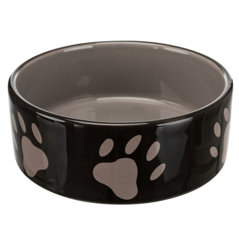 Trixe Hundematskål Svart med pote (300 ml / 12 cm)