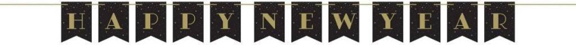Banner Svart og gull-Happy New Year-