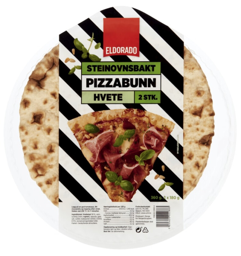 Pizzabunn Hvete Stenovn 2x180g
