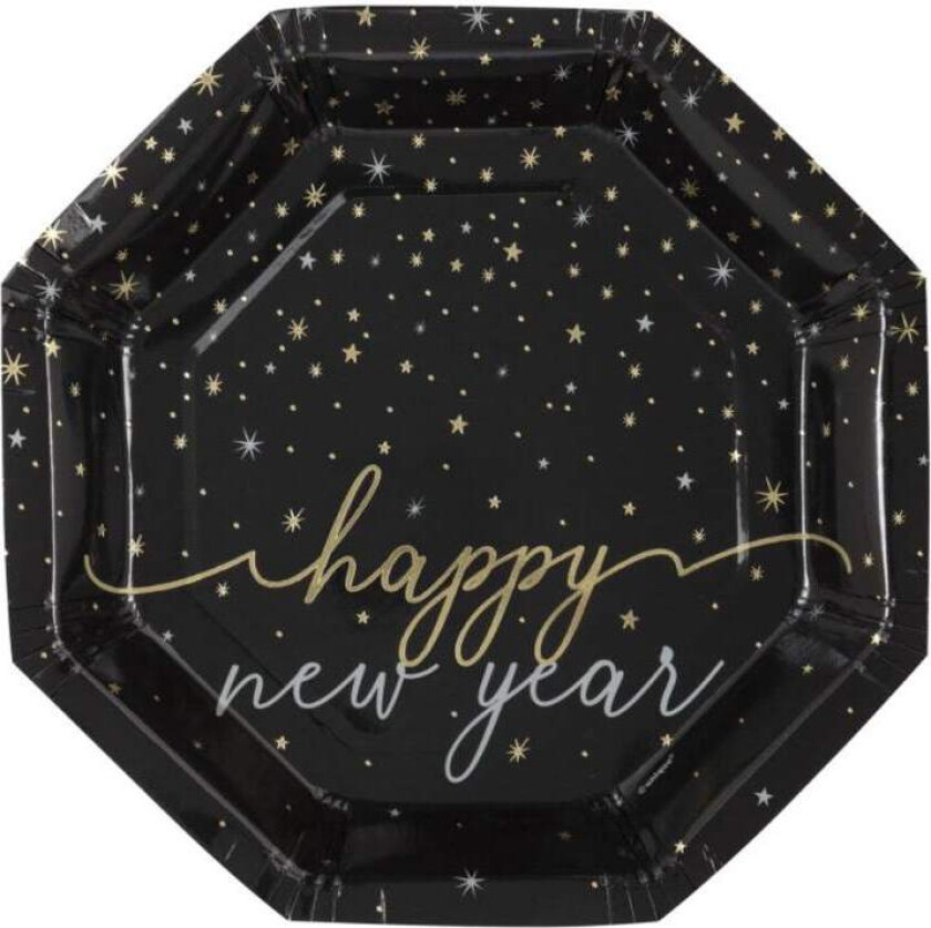Bilde av Papptallerken Happy New Year, pk/8