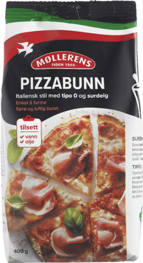 Bilde av Pizzabunn Mix Tipo 0 & Surdeig 400g Møllerns