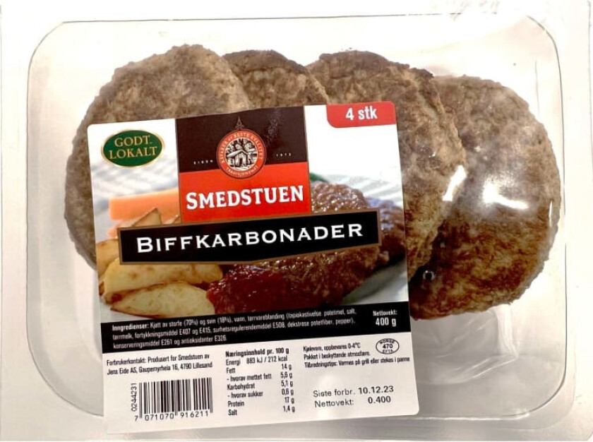 Smedstuen Biffkarbonader 400g