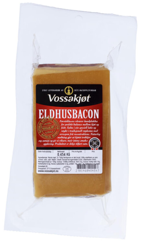 Eldhusbacon i stykk Ca400g