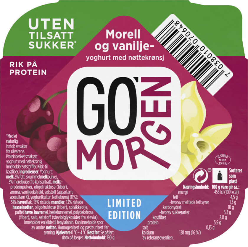 Go Morgen Yoghurt uten Morell&Vanilje 190g