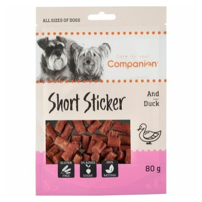 Short Duck Sticker Godbiter til hund 80 g