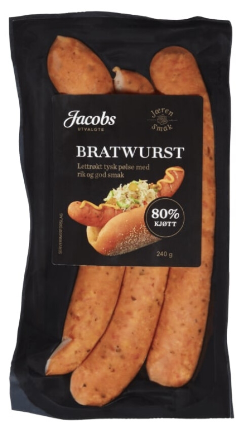 Bilde av Bratwurst 80% 240g A.Idsøe/Jacobs Utvalgte