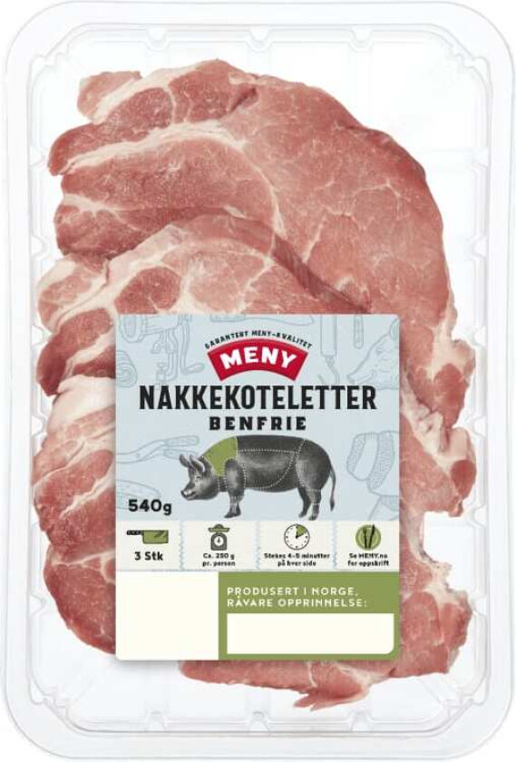 Bilde av Svin Nakkekotelett u/Ben 540g 3pk