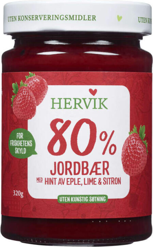 Hervik Naturlig Lett Jordbærsyltetøy 320g