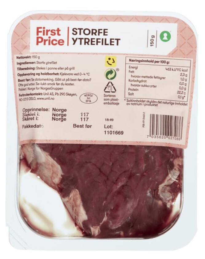 Bilde av Storfe Ytrefilet 150g