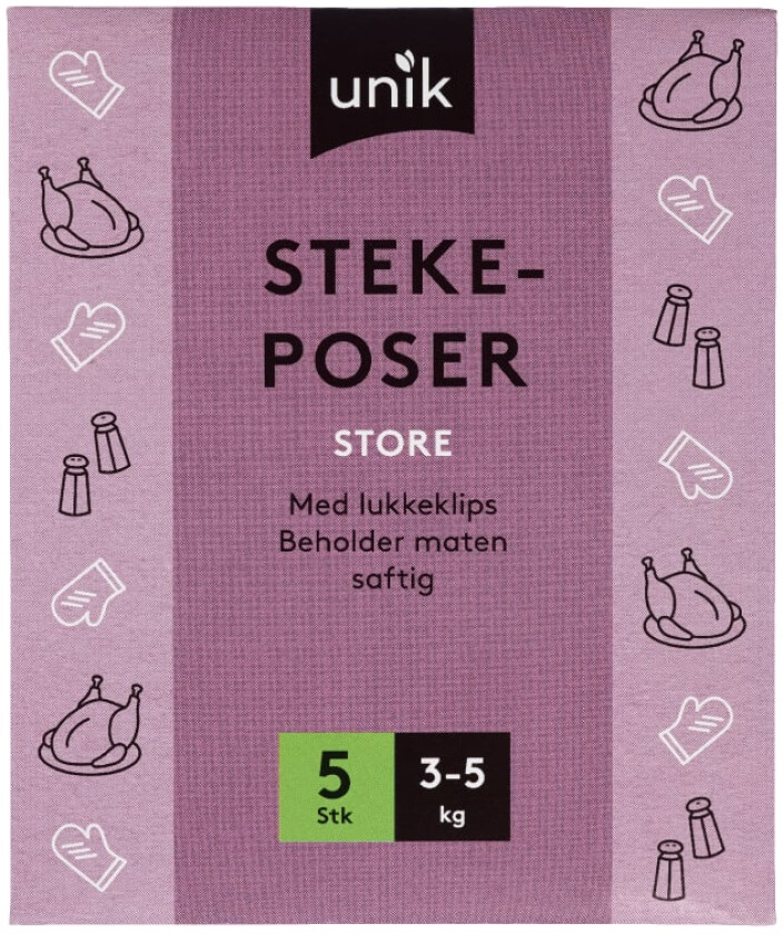 Bilde av Stekeposer m/Lukkeklips 3-5kg 5stk