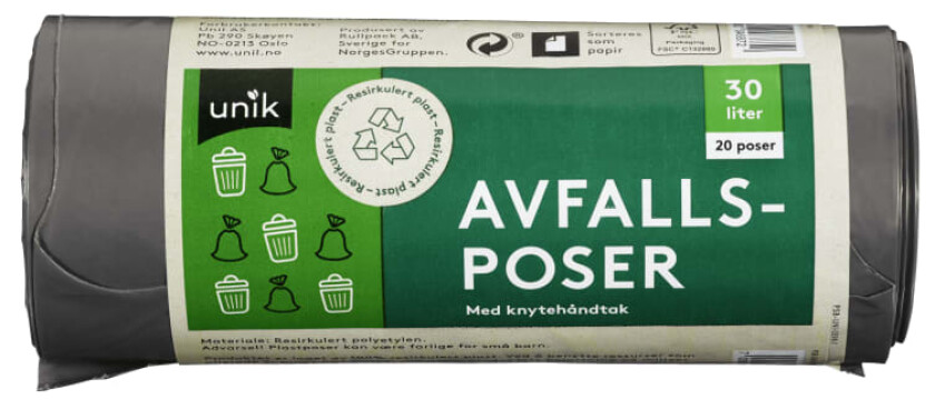 Avfallsposer 30l 20stk