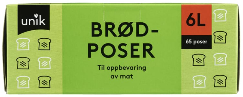 Brødposer 6l 65stk