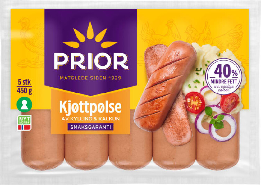 Bilde av Prior Kjøttpølse uten Skinn 450g