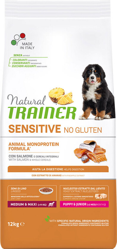 Bilde av No Gluten Puppy & Junior Medium/Maxi med laks - 12 kg