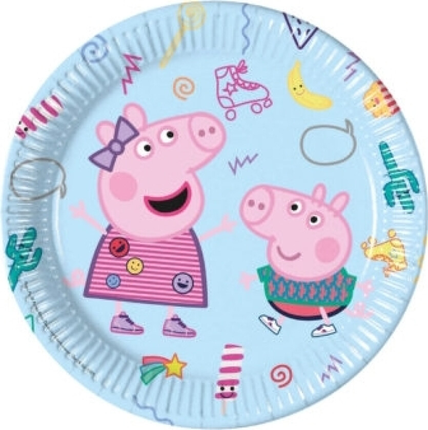 Peppa Gris papptallerken 23cm, pk/8