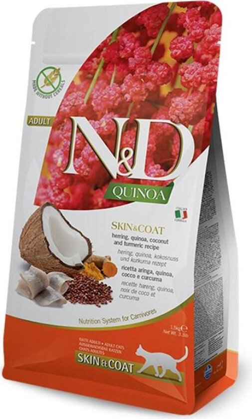 N&D Quinoa Skin & Coat Herring Tørrfôr til katt 1,5 kg