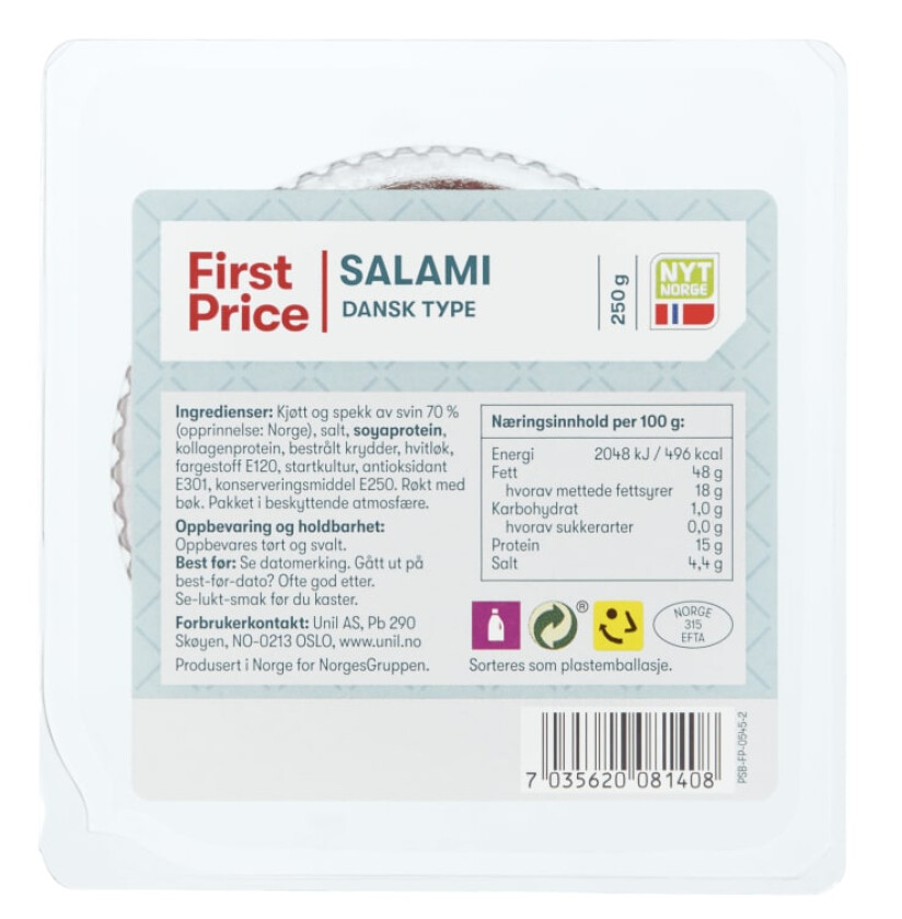 Bilde av Salami Dansk Type 250g