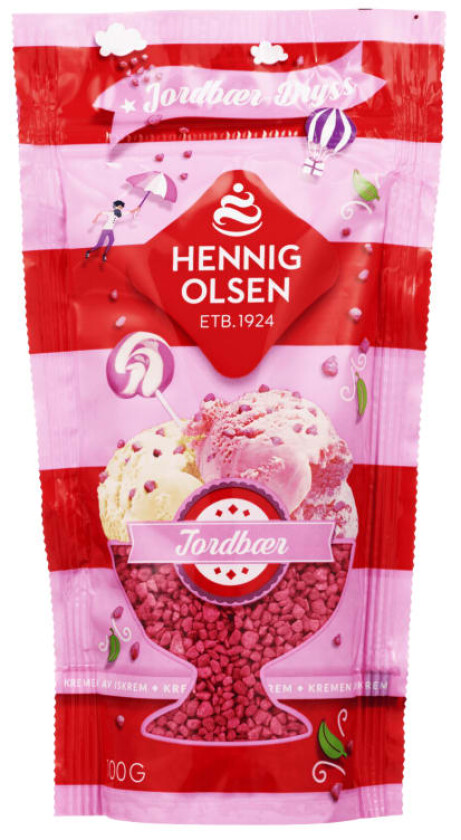 Strøssel Jordbær 100g Hennig-Olsen