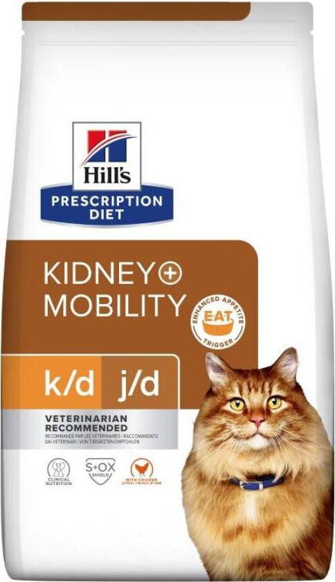 K/D + J/D Kidney Care + Mobility Tørrfôr til katt med kylling 1,5 kg
