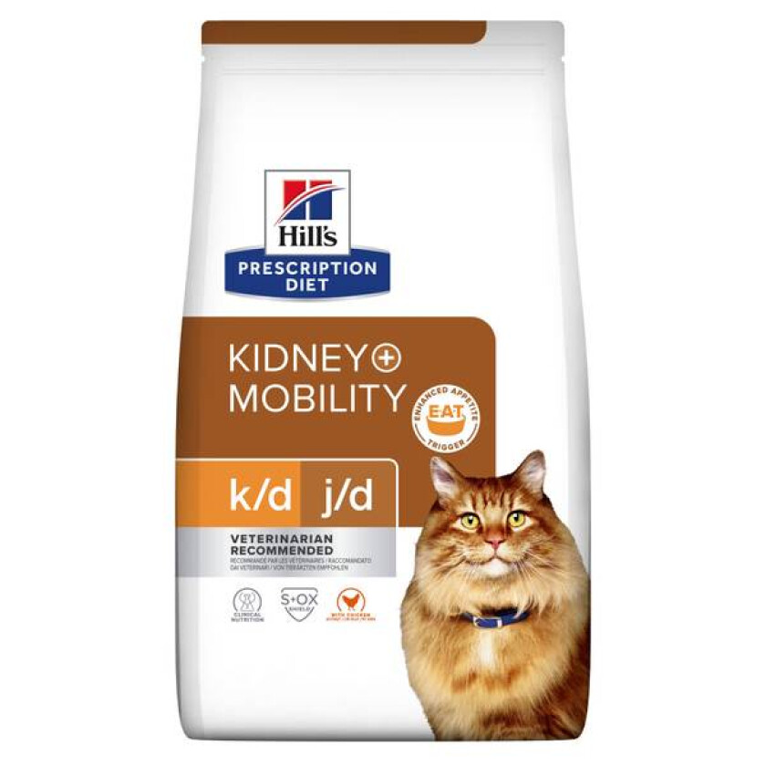 K/D + J/D Kidney Care + Mobility Tørrfôr til katt med kylling 1,5 kg