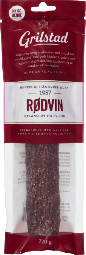 Grilstad Hel Rødvinspølse 220g