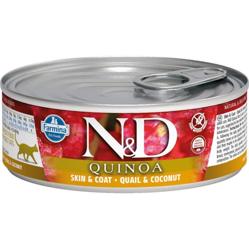 Bilde av N&D Quinoa Skin & Coat - Quail & Coconut Våtfôr til katt 12 x 80 g