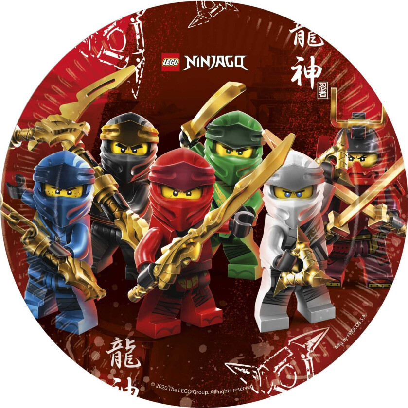 Papptallerken Ninjago Lego, 23cm pk/8