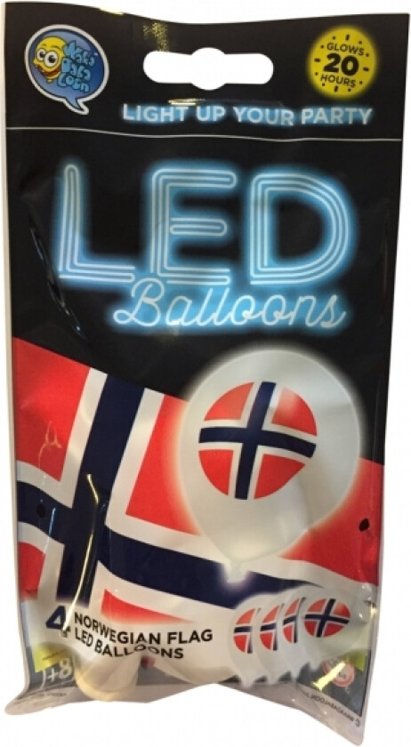 Bilde av Ballonger, LED, Norsk flagg, pk/4